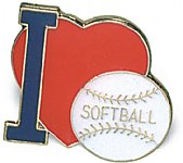 I Love Softball Lapel Pin